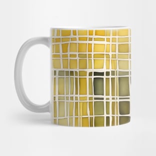 Abstract grid pattern yellow,white and gray Mug